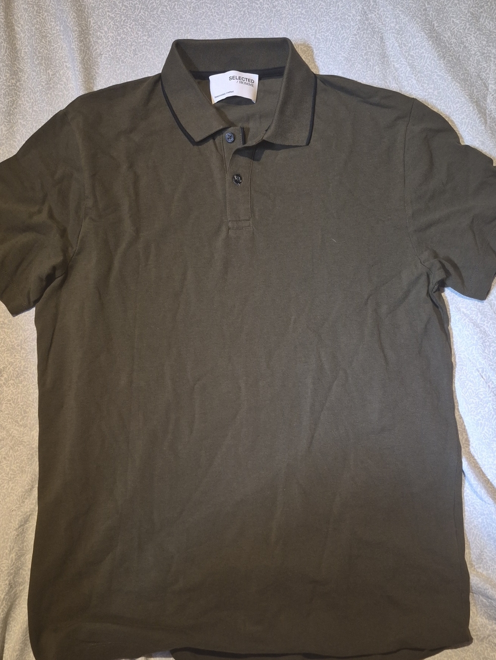 Selected Homme Men's Dark Olive Polo with Contrast Trim